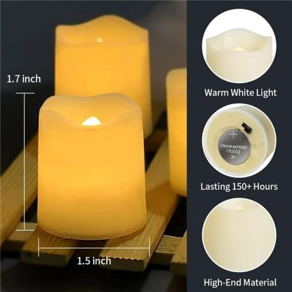 Flameless LED Votive Candles 24 Pack Battery Tea Lights for Wedding Decor - Picture 4 of 7